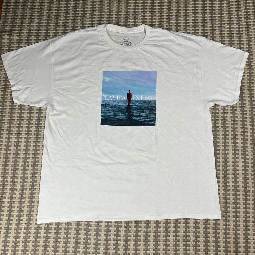 Myke Towers Lavida Es Una LVEU Event Tee T Shirt White Young Kingz Men’s Sz 2XL